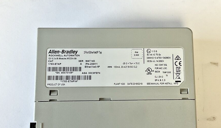 ALLEN BRADLEY 1783-ETAP ETHERNET/IP TAP SER.A FW 2.002 3PORT 27.6VDC
