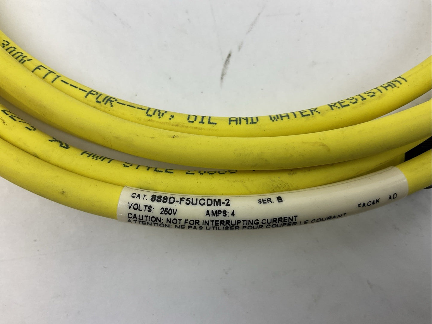 ALLEN BRADLEY 889D-F5UCDM-2 QD CORDSET SER B 250V 4A