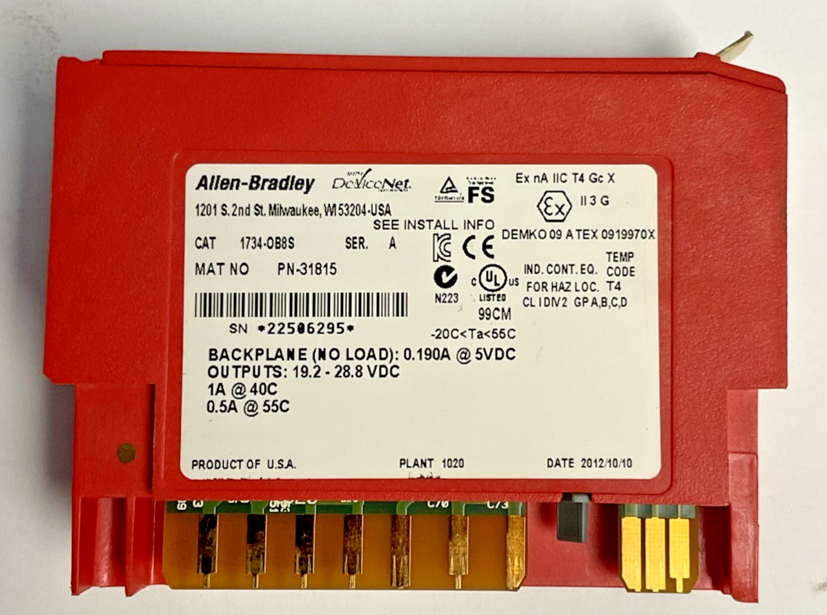 ALLEN BRADLEY 1734-OB8S DIGITAL OUTPUT MODULE SER A OUTPUT 19.2-28.8VDC