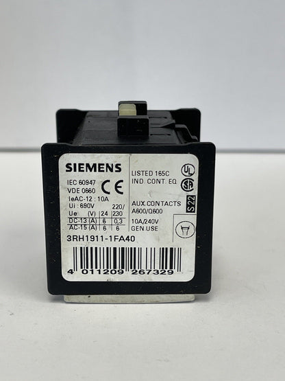 SIEMENS *LOT OF 6* - 3RH1911-1FA40 - AUXILIARY CONTACTS