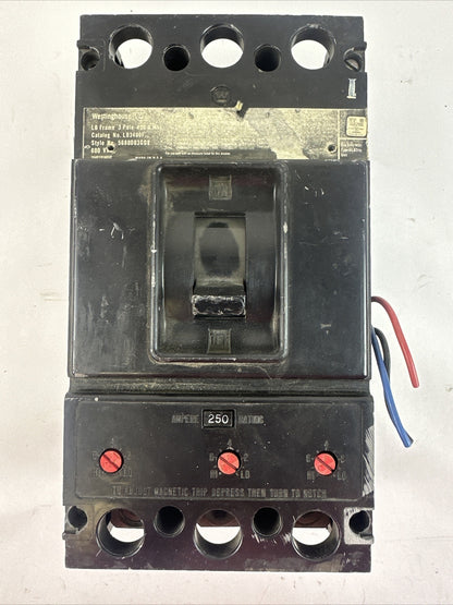 WESTINGHOUSE LB3400F 600VAC 3P 400A CIRCUIT BREAKER FRAME 250A TRIP UNIT W/SHUNT