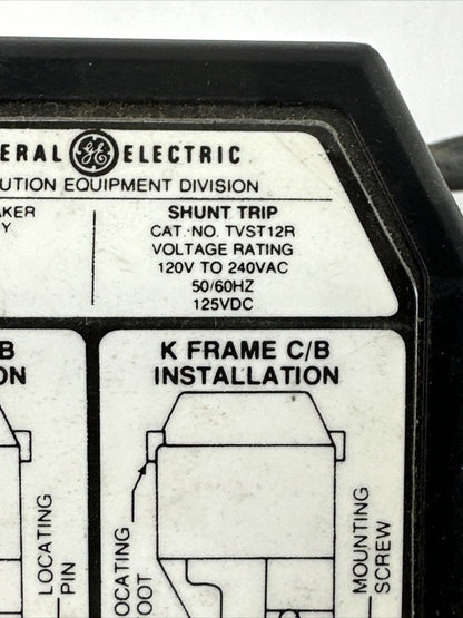 GE TVST12R SHUNT TRIP 120-240VAC 50/60HZ 125VDC CIRCUIT BREAKER ACCESSORY