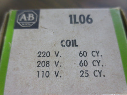 ALLEN-BRADLEY 1L06 OPERATING COIL, 208-220V 60Hz / 110V 25Hz / NEW SURPLUS
