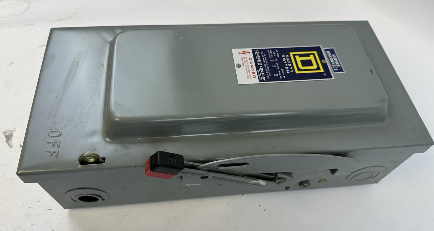 SQUARE D H362 SERIES E1 3 PHASE FUSIBLE DISCONNECT SAFETY SWITCH 60A 600V