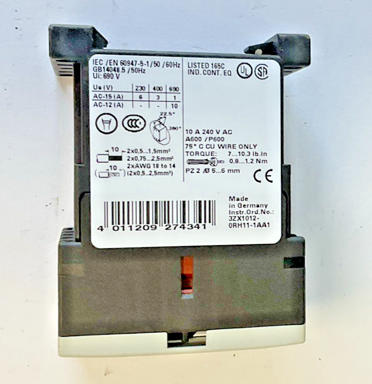 SIEMENS 3ZX1012-0RH11-1AA1 CONTACTOR 690V 50HZ ***LOTOF3***