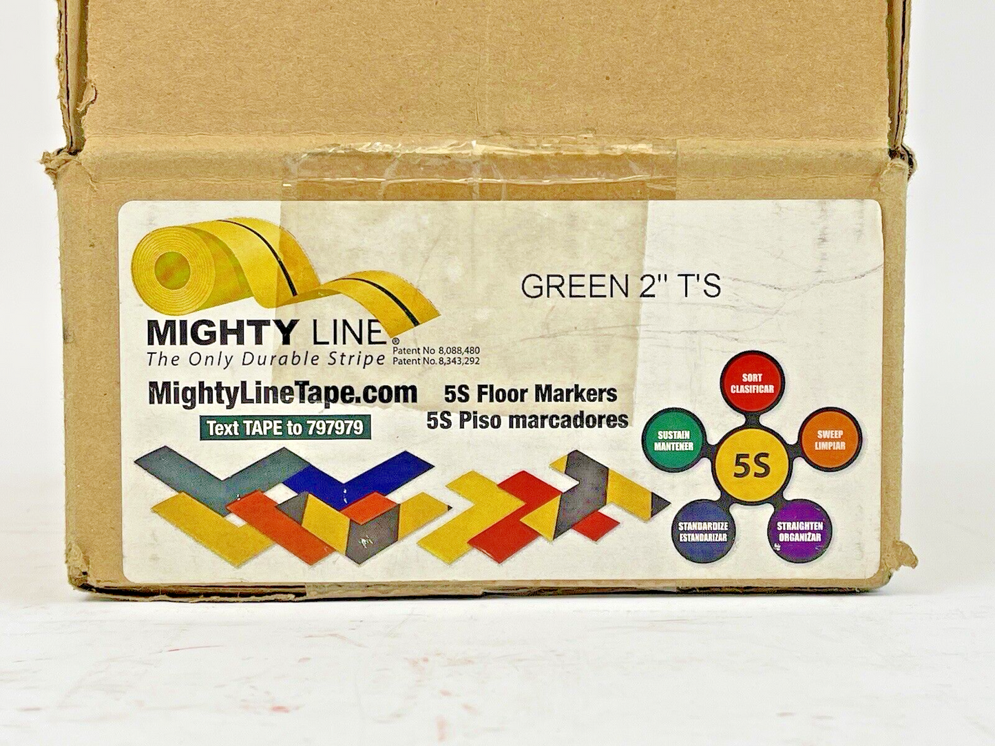 MIGHTY LINE TAPE - GREEN T - BOX of 60 T'S - INDUSTRIAL TAPE - 6"X6"X2"
