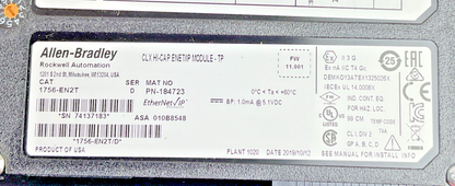ALLEN BRADLEY 1756-EN2T ENET/IP MODULE FW:11.001 SER.D