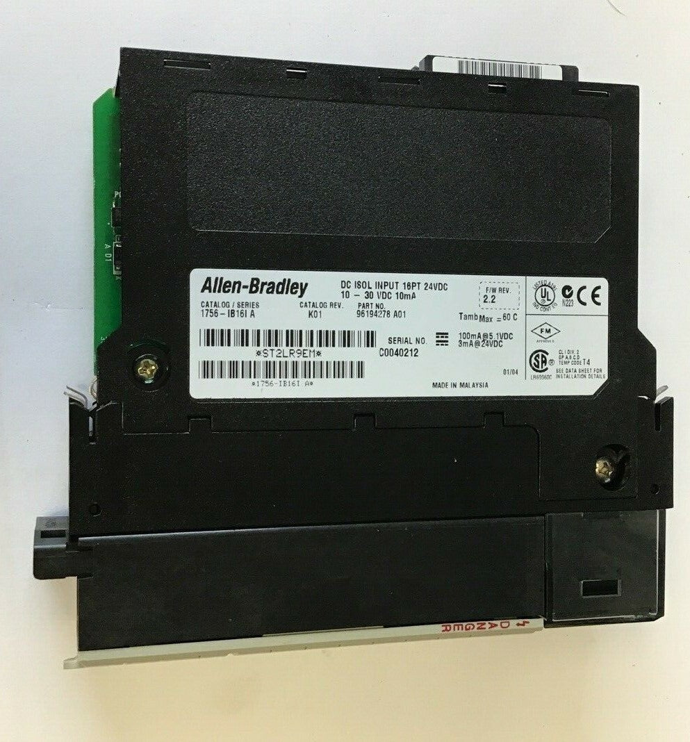 ALLEN BRADLEY INPUT MODULE 1756-IB16 SER.A CAT.REV.K01 16PT 24VDC F/W REV.2.2