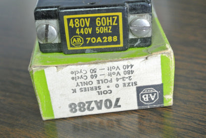 ALLEN-BRADLEY 70A288 COIL, SIZE 0, Series K 440-480V, 50-60Hz  NEW SURPLUS LOT/2