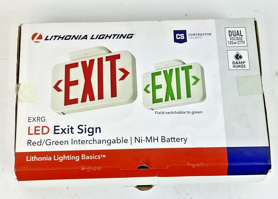 LITHONIA LIGHTING RED AND GREEN LED EXIT SIGN