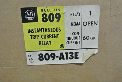 ALLEN-BRADLEY 809-A13E - INSTANTANEOUS TRIP CURRENT RELAY 60A  NEW SURPLUS