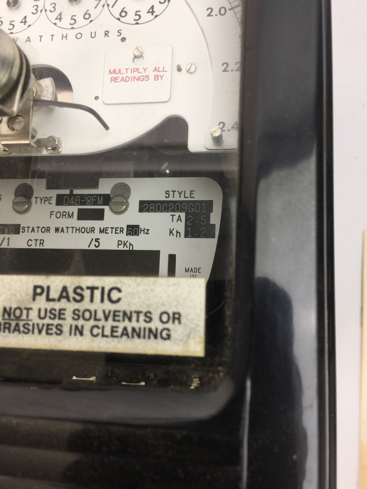 WESTINGHOUSE D4B-2FM KILOWATTS METER 120V 3W 20CLASS 280C209G01 2.5TA 1.2Kh