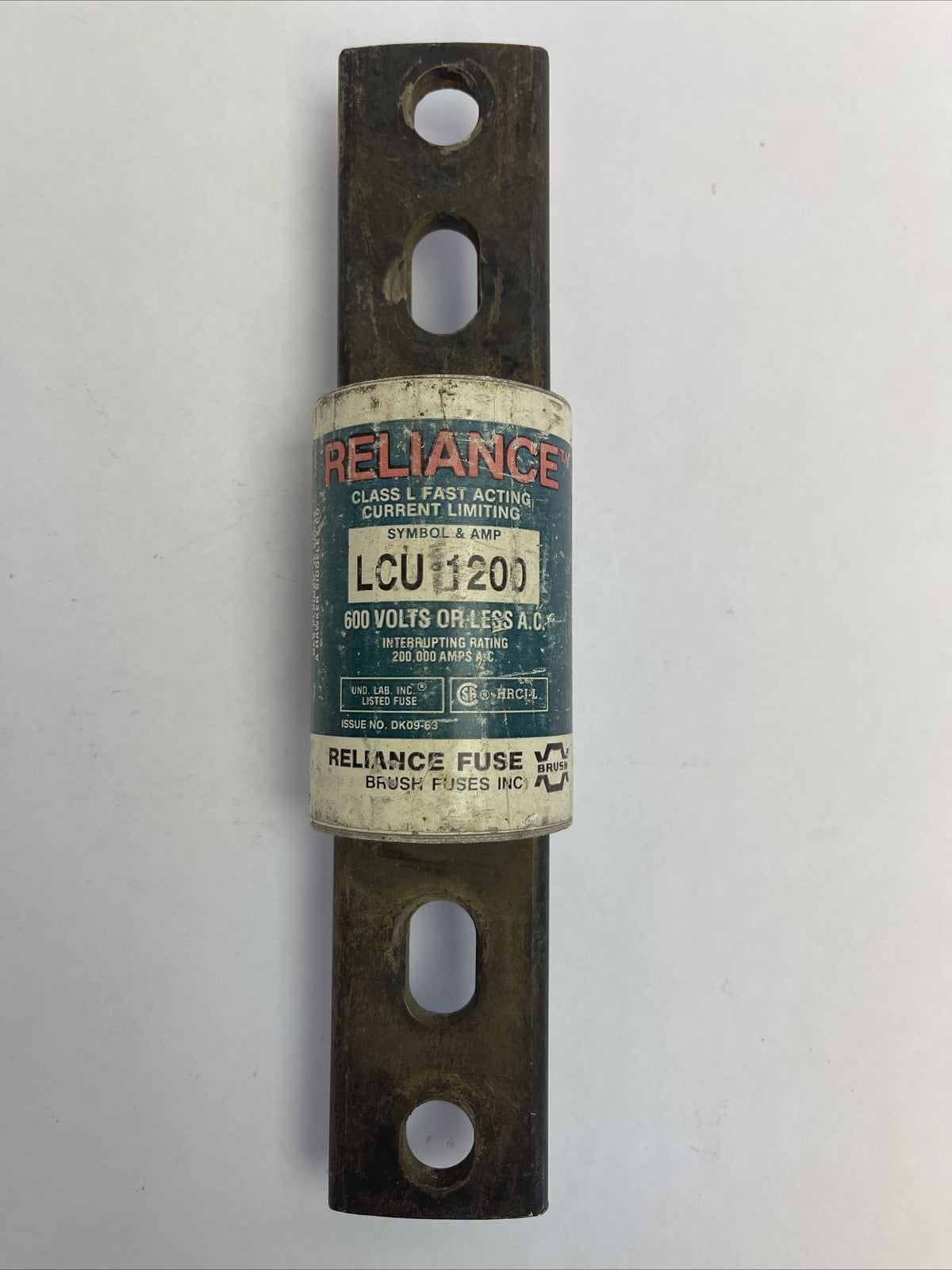RELIANCE LCU1200 CLASS L FAST ACTING CURRENT LIMITING FUSE 1200AMP 600VAC