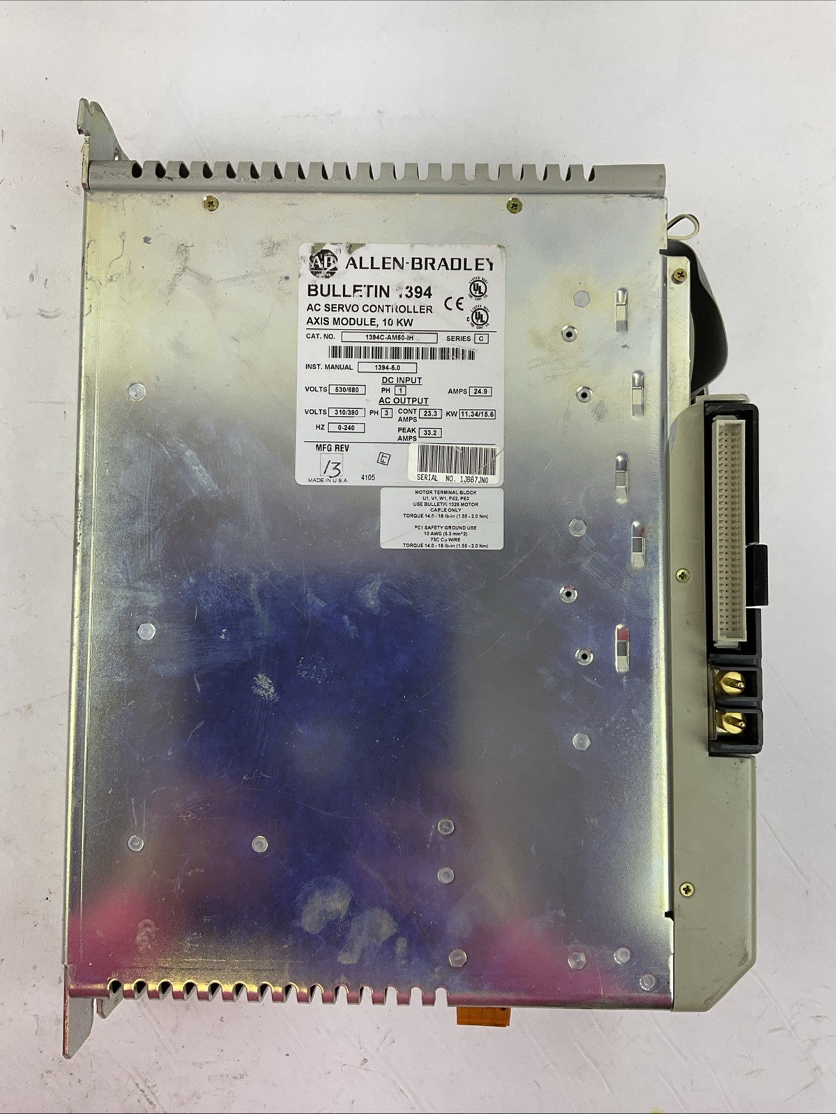ALLEN BRADLEY 1394C-AM50-IH AC SERVO CONTROLLER SER C OUTPUT 310/390VAC INPUT