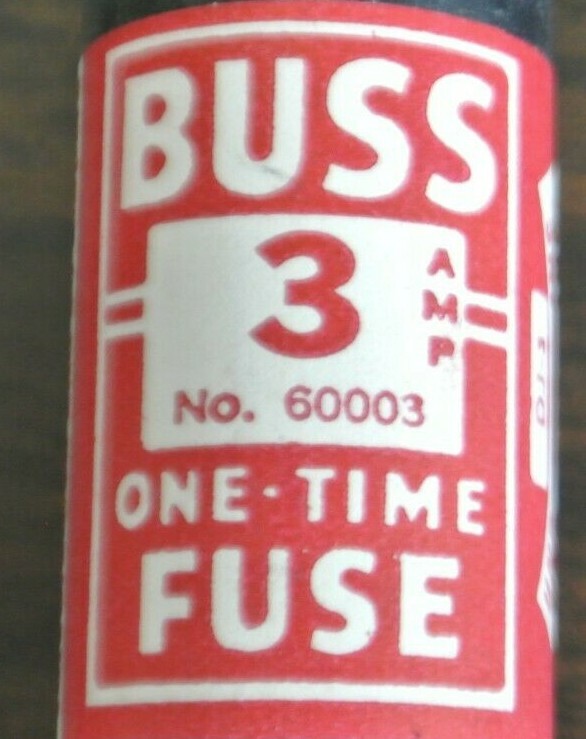 LOT of 10 / BUSS 60003 ONE-TIME FUSE / 3A / 600V / NEW SURPLUS