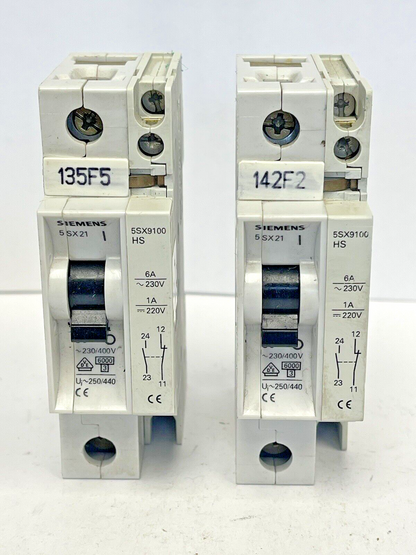 SIEMENS *LOT OF 2*- 5SX21 & 5SX9100 - CIRCUIT BREAKERS  & AUXILIARY CONTACTS