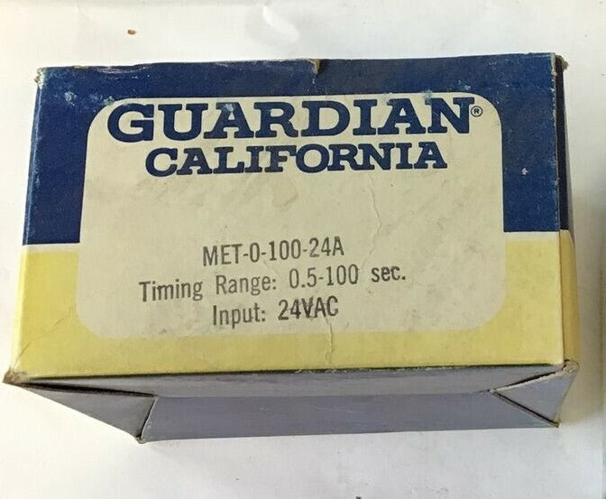 GUARDIAN CALIFORNIA MET-0-100-24A RELAY RANGE 0.5-100SEC 24VAC