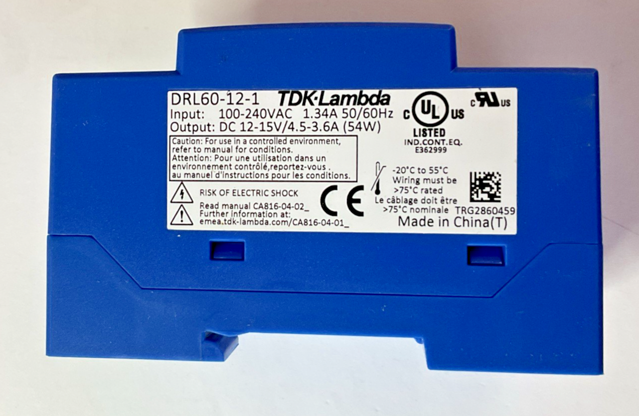 TDK-LAMBDA DRL60-12-1 POWER SUPPLY MODULE 240VAC 15VDC 50/60HZ 54W