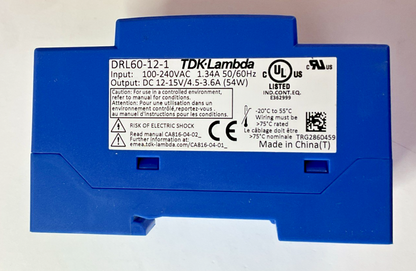 TDK-LAMBDA DRL60-12-1 POWER SUPPLY MODULE 240VAC 15VDC 50/60HZ 54W