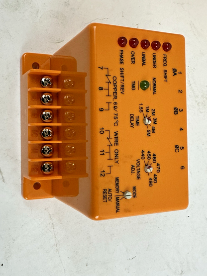 ATC SLM-440-ASE PHASE MONITOR RELAY 440-490VAC 3PH DPDT 3A 600VAC MICROPROCESSOR