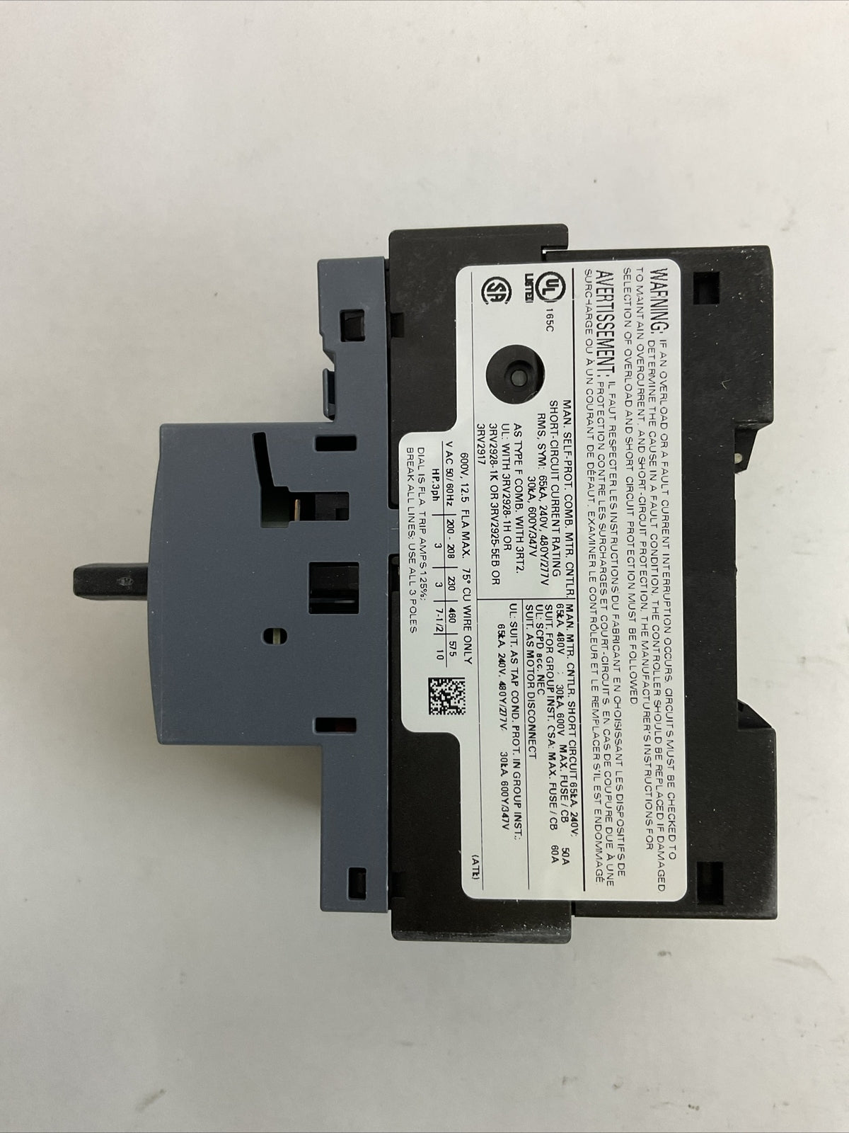 SIEMENS 3RV2021-1KA10 CIRCUIT BREAKER 9,0-12,5A
