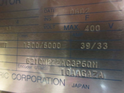 YASKAWA UAASKA-15FZ100E AC SPINDLE SERVO MOTOR, M5, 15.0KW, 400V