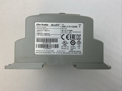 ALLEN BRADLEY 2080-LC10-12QWB SER A FW 7.012 12 I/O SMART RELAY CONTROLLER