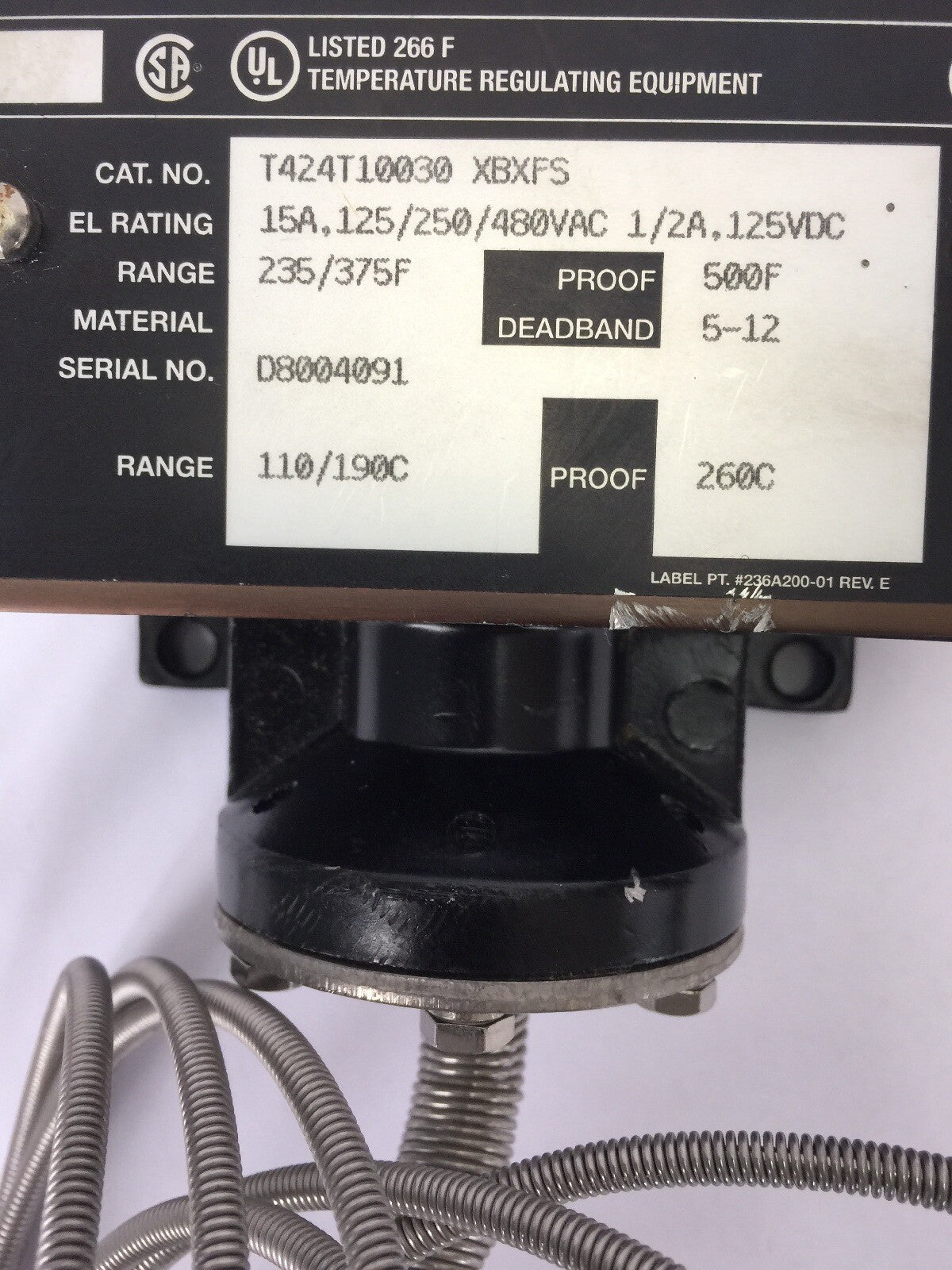 ASHCROFT T424T10030 XBXFS TEMPERATURE REGULATING EQUIPMENT 15A,125/250/480VAC