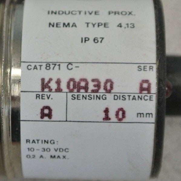 ALLEN-BRADLEY 871C-K10A30 CYLINDRICAL INDUCTIVE PROXIMITY SWITCH / 10-30VDC 30mm