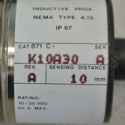 ALLEN-BRADLEY 871C-K10A30 CYLINDRICAL INDUCTIVE PROXIMITY SWITCH / 10-30VDC 30mm