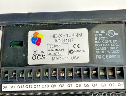 HORNER HE-XE104NM CONTROLLER 24VDC 4A **CRACKED HOUSING NEAR MOUNT**