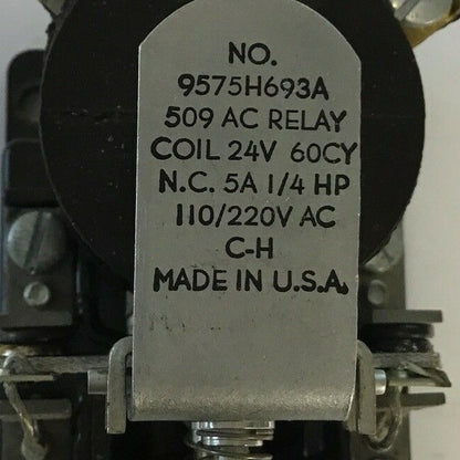 CUTLER HAMMER 9575H693A 509 AC RELAY COIL 24V 60CY 110/220VAC