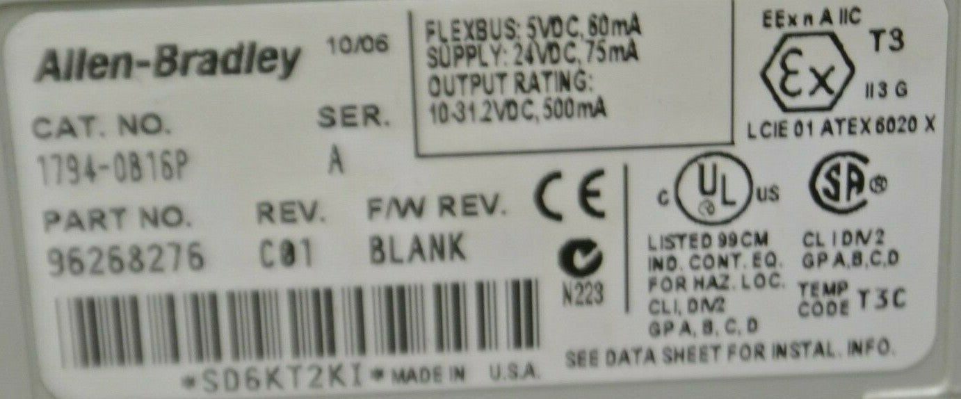 ALLEN-BRADLEY 1794-OB16P FLEX I/O 24VDC SOURCE OUTPUT MODULE / PROTECTED