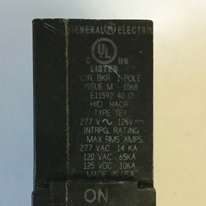 GE TEY120 1POLE 20 20AMP CIRCUIT BREAKER 277VAC/125VDC 65ka***(LOTOF8)***