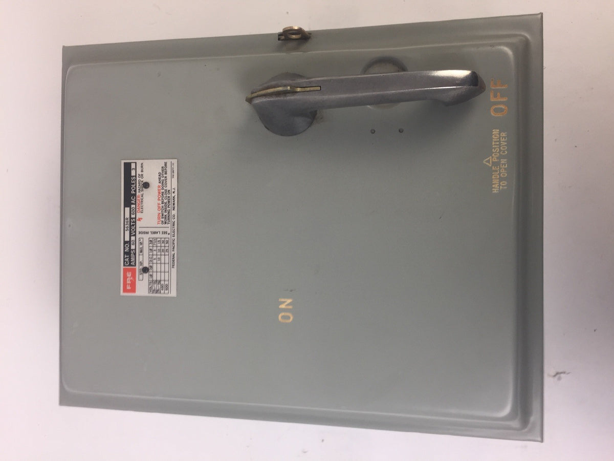 FPE 5636R HEAVY DUTY SAFETY SWITCH 60A 600VAC 3 POLE 50HP FEDERAL PACIFIC ELECTR