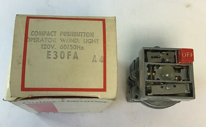 CUTLER-HAMMER E30FA COMPACT PUSHBUTTON W/INDICATOR LIGHT 120V 60/50HZ