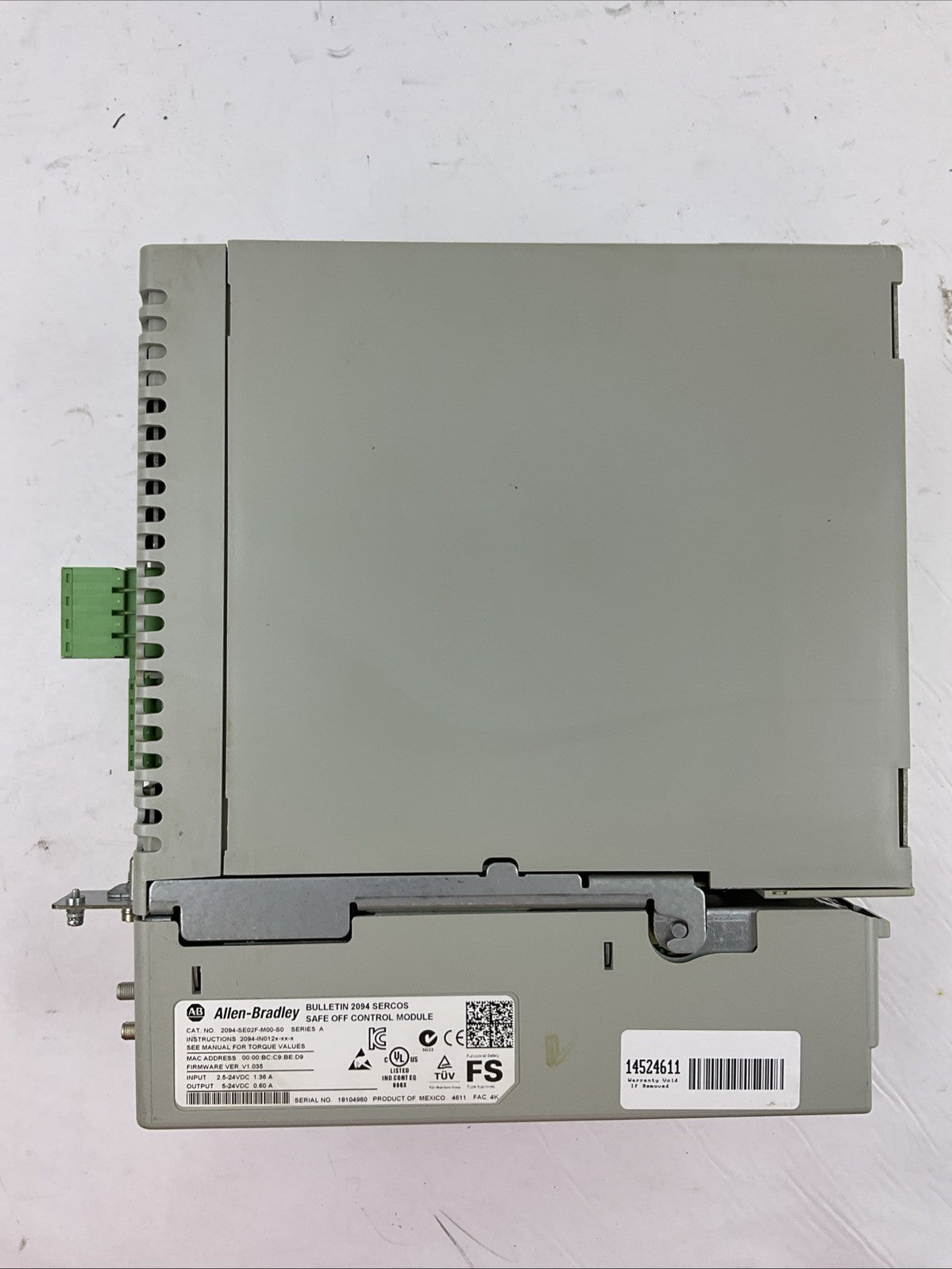 ALLEN BRADLEY 2094-BC02-M02-M INTEGRATED AXIS POWER MODULE 2094-SE02F-M00-S0