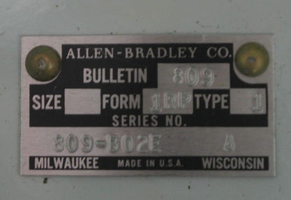 ALLEN-BRADLEY 809-B02E - INSTANTANEOUS TRIP CURRENT RELAY 3A, 600V - NEW SURPLUS