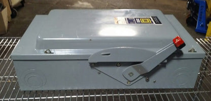 SQ. D HU364, SER. D2, SAFETY SWITCH, 200A, 600VAC/250DC, 3PH, MAX H.P. 150  USED