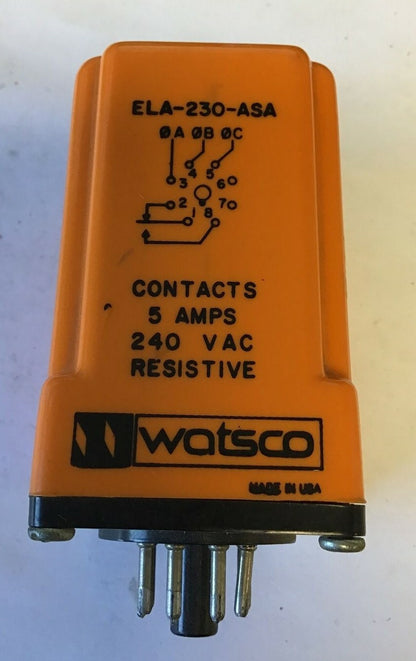 WATSCO ELA-230-ASA PHASE SEQUENCE AND LOSS MONITOR 190-270VAC 5A