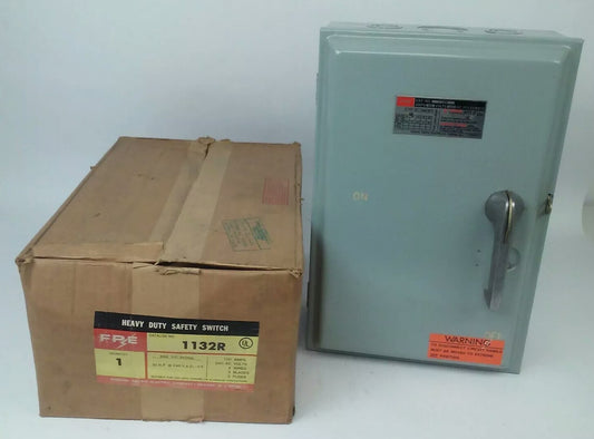 FPE 1132R FUSIBLE HEAVY DUTY SAFETY SWITCH 3P, 100A, 240VAC, 4 WIRE, 30HP
