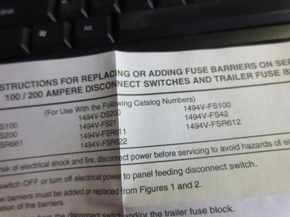 ALLEN-BRADLEY 40052-295-01(B) DISCONNECT SWITCH FUSE BARRIERS, 100/200A SET of 2