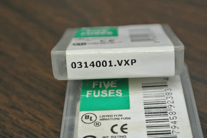 BOX of 5 / LITTELFUSE 0314001.VXP / MINIATURE FUSES / 35A @ 250VAC / NEW SURPLUS