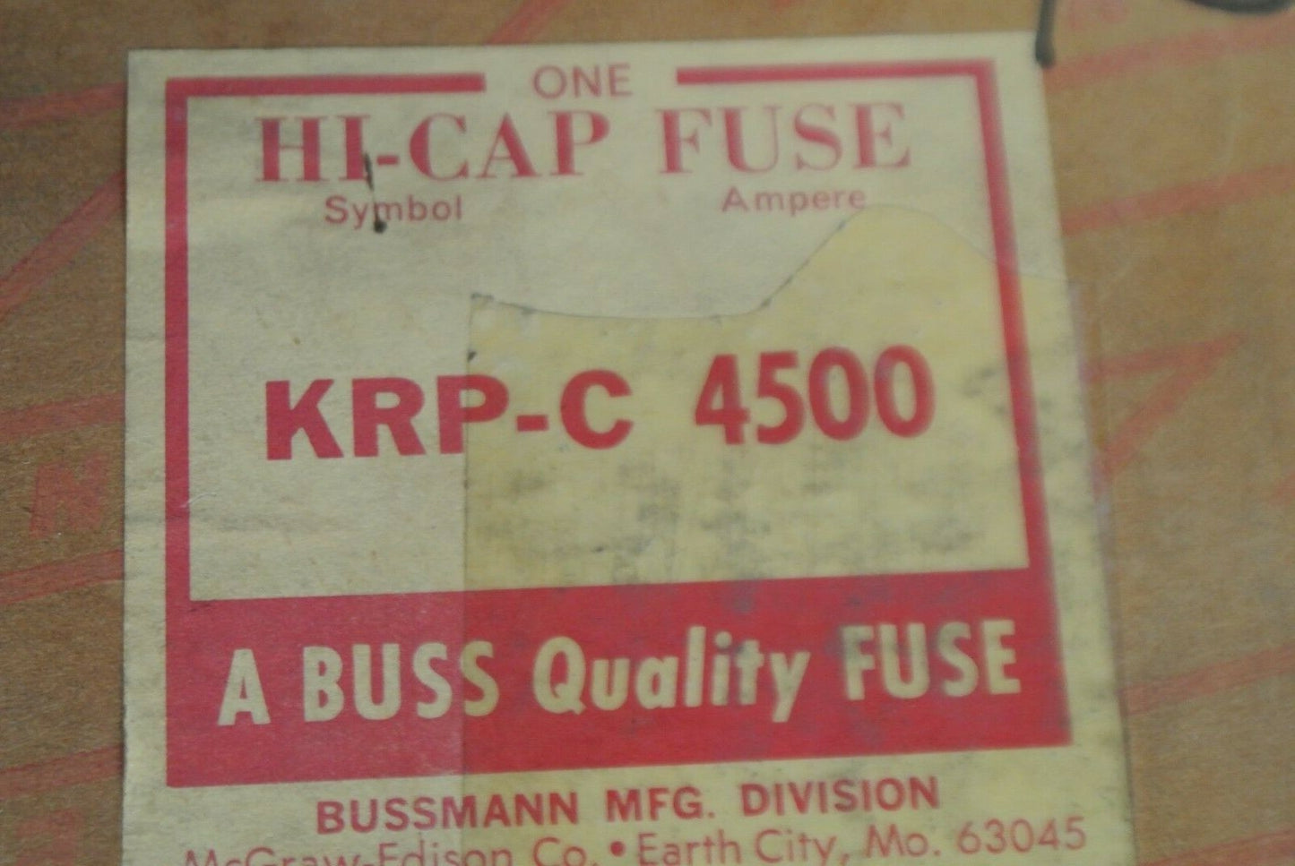 BUSS / BUSSMANN KRP-C 4500 HI-CAP FUSE / 4500A / 600V / NEW SURPLUS / KRP-C4500