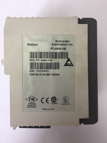 MODICON PC-A984-145 COMP 984 CPU 8K MEM 1XMB MB+ MBPLUS MODBUS 24VDC MODULE REV