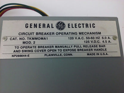 GE, TKMMOMA1, MOD 2, CIRCUIT BREAKER OPERATING MECHANISM, 120V- 50/60-6A, NEW