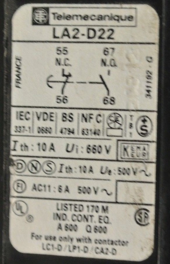 TELEMECANIQUE LA2-D22 - TIME DELAY MODULE / TIMER / ON DELAY / 0.1 to 30 SECONDS