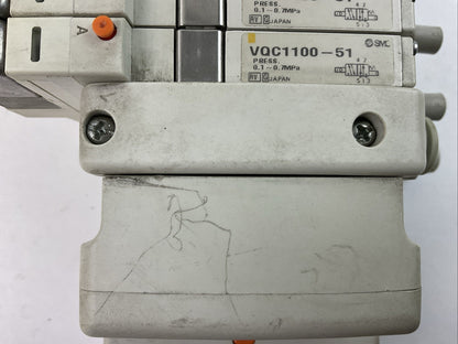 SMC VV5QC11-03C6FD3 MANIFOLD (VQC1400-51 (3) VQC VALVE 0.1-0.7 MPa)