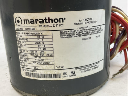 MARATHON MOD J W M 48A11O11073D K AC MOTOR 3/4HP 208-230/460V 1PH 1075RPM