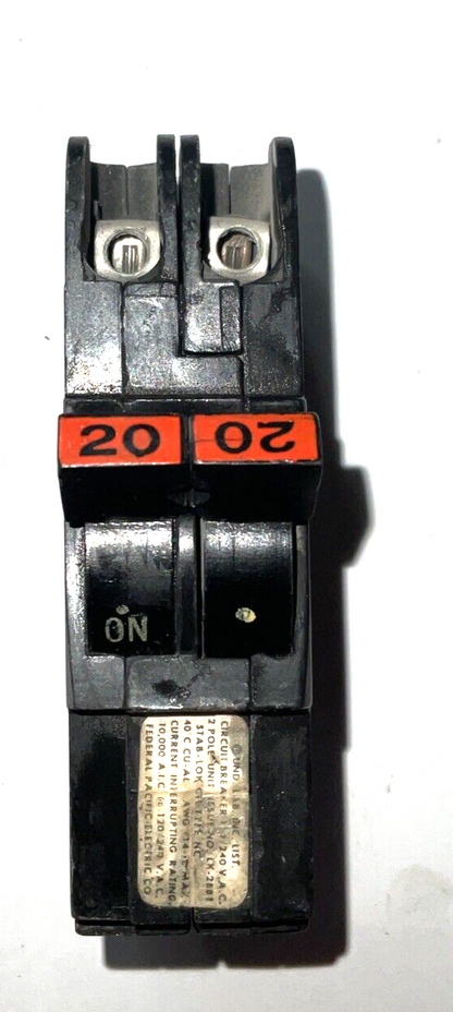 FEDERAL PACIFIC NC220 CIRCUIT BREAKER 20A 120/240VAC  2POLE TYPE NC ***LOTOF3***